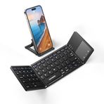 Samsers Dokunmatik Yüzeyli Katlanabilir Bluetooth Klavye - Tutuculu Taşınabilir Kablosuz Klavye, Android Windows iOS Tablet ve Dizüstü Bilgisayar için Şarj Edilebilir Tam Boy Ultra İnce Cep Katlanır