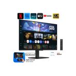 Samsung 32 inç 4K UHD Smart Monitör TV, HDR10 görüntü, 60Hz 4ms tepki, Wi-Fi ve Bluetooth bağlantı, siyah modern tasarım, ev sineması, çalışma ve günlük eğlence için akıllı ekran deneyimi sunar