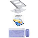 Samsung A9 X110 8.7 Uyumlu Stand Ekran Koruyucu Klavye Mouse Set - Mor