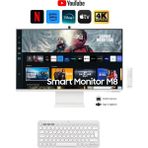 Samsung Airplay Desteği Apple-Android Kablosuz Bağlantı 32 Inç 4K Akıllı-Smart Monitör Tv M8 M80C Beyaz Slim Tasarım Premium Gövde+ Logitech Kablosuz Klavye