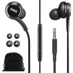 SAMSUNG AKG Kablolu Kulakiçi Orijinal 3,5 mm Kulak İçi Kulaklık, Müzik, Telefon Görüşmeleri, İş için Uzaktan ve Mikrofonlu Kulak İçi Kulaklıklar, Derin Bas, Kadife Taşıma Çantası içerir - Siyah