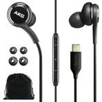 SAMSUNG AKG Kablolu Kulaklıklar Müzik, Telefon Görüşmeleri, İş için Uzaktan ve Mikrofonlu Orijinal USB Tip C Kulak İçi Kulaklıklar, Derin Bas, Kadife Taşıma Çantası İçerir - Siyah