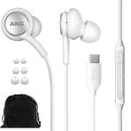 SAMSUNG AKG Kulak İçi Kulaklık Orijinal USB Tip C Kulak İçi Kulaklık Uzaktan ve Mikrofonlu Galaxy S23 Ultra, A53 5G, S22, S21 FE, S20, Note 10, 10+, S10 Plus için - Örgülü - Kadife Kılıf Dahil - Beyaz