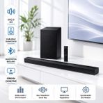 Samsung Çevresel Ses Teknolojili 2.1 Kanal Soundbar Uyarlanabilir Ses Özellikli Bluetooth 4.2 Bağlantılı Akıllı Subwoofer Ses Paketi - Siyah