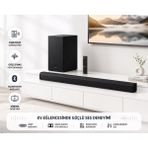 Samsung Dolby Audio Destekli 2.1 Kanal Profesyonel Soundbar Sistemi Kablosuz Bas Hoparlörü Içeren Oyun ve Sinema Modlu Ev Eğlence Seti - Siyah