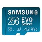 SAMSUNG EVO Select MicroSD Hafıza Kartı + Adaptör, 256 GB microSDXC, 160 MB/s'ye Kadar Hızlar, UHS-I, C10, U3, V10, A2, Telefonlar, Tabletler, Nintendo Anahtarı, MB-ME256SA/AM için Yükseltme Depolama