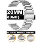 samsung galaxy 4 5 5 pro 6 40mm-42mm-44mm-46mm kasa uyumlu 20mm paslanmaz çelik metal saat kordonu kayışı m17pd2-20mm - Gümüş