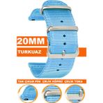 samsung galaxy 4 5 5 pro 6 40mm-42mm-44mm-46mm kasa uyumlu 20mm premıum nato kumaş tekstil saat kordonu kayışı f39clds-m - Turkuaz