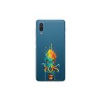 Samsung Galaxy A02 ile uyumlu Splash ahtapot tasarımlı şeffaf silikon kılıf