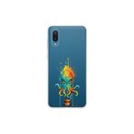 Samsung Galaxy A02 ile uyumlu Splash ahtapot Tasarımlı Slimfit şeffaf silikon kılıf