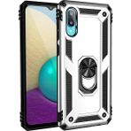Samsung Galaxy A02 Kılıf Sofya Yüzüklü Silikon Kapak - Gümüş - 1 - Renkli