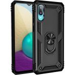 Samsung Galaxy A02 Kılıf Sofya Yüzüklü Silikon Kapak - Siyah - 1 - Renkli