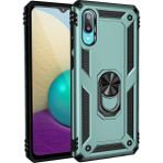 Samsung Galaxy A02 Kılıf Sofya Yüzüklü Silikon Kapak - Yeşil - 1 - Renkli