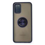 Samsung Galaxy A02s Kılıf Montreal Yüzüklü Silikon Kapak - Lacivert-(5796)