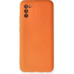 Samsung Galaxy A02S Kılıf Nano Içi Kadife Silikon - Turuncu - 1 - Renkli