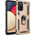 Samsung Galaxy A02S Kılıf Sofya Yüzüklü Silikon Kapak - Gold-(5796)