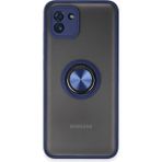 Samsung Galaxy A03 Kılıf Montreal Yüzüklü Silikon Kapak - Lacivert - 1 - Renkli