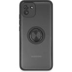 Samsung Galaxy A03 Kılıf Montreal Yüzüklü Silikon Kapak - Siyah - 1 - Renkli