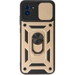Samsung Galaxy A03 Kılıf Pars Lens Yüzüklü Silikon - Gold - 1 - Renkli