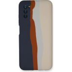 Samsung Galaxy A03S Kılıf Ebruli Lansman Silikon - Lacivert-Krem - 1 - Renkli