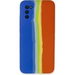 Samsung Galaxy A03S Kılıf Ebruli Lansman Silikon - Mavi-Turuncu - 1 - Renkli