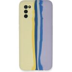 Samsung Galaxy A03S Kılıf Ebruli Lansman Silikon - Sarı-Lila - 1 - Renkli