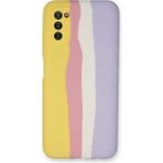 Samsung Galaxy A03S Kılıf Ebruli Lansman Silikon - Sarı-Mavi - 1 - Renkli
