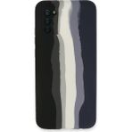 Samsung Galaxy A03S Kılıf Ebruli Lansman Silikon - Siyah-Lacivert - 1 - Renkli