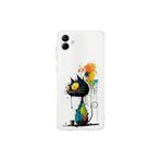 Samsung Galaxy A04 ile Uyumlu Splash Kedi Tasarımlı Şeffaf Silikon Kılıf