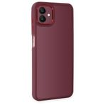 Samsung Galaxy A04 Kılıf Freya Lazer Lens Kamera Çerçeveli Silikon Kapak Bordo