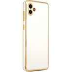 Samsung Galaxy A04 Kılıf Kenar Detaylı Yumuşak Parlak Silikon - Beyaz