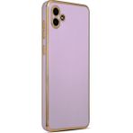 Samsung Galaxy A04 Kılıf Kenar Detaylı Yumuşak Parlak Silikon - Koyu Pembe