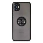 Samsung Galaxy A04 Kılıf Montreal Yüzüklü Silikon Kapak - Siyah-(5796)