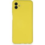 Samsung Galaxy A04 Kılıf Nano Içi Kadife Silikon - SARI-(5796)