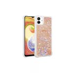 Samsung Galaxy A04/A04e Kılıf Sıvılı Akışkanlı Renkli Desenli Simli Yüzüklü Silikon Kapak (Milce)