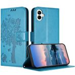 Samsung Galaxy A04E/F04/M04 için JayModCase Kılıf, Kart Yuvalı Deri Çevirmeli Kılıf Koruyucu Kılıf, Stand Fonksiyonu, Manyetik Kapatma, Samsung A04E ile Uyumlu Cep Telefonu Kılıfı - Mavi