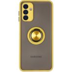 Samsung Galaxy A04S Kılıf Montreal Yüzüklü Silikon Kapak - Sarı - 1 - Renkli