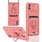 Samsung Galaxy A06 Kılıf Zuma Kartvizitli Yüzüklü Silikon - Pembe - 1 - Renkli