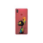 Samsung Galaxy A10s ile Uyumlu Splash Kedi Tasarımlı Slimfit Şeffaf Silikon Kılıf