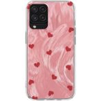Samsung Galaxy A12 Uyumlu Kılıf Zebana Pink Heart Silikon Kılıf Kırmızı