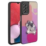Samsung Galaxy A13 4G İle Uyumlu Kılıf Parlayan Kabartmalı İkonik Figürlü Amas Silikon Kapak 31198 Mor
