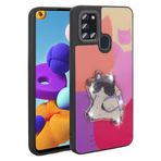 Samsung Galaxy A21S İle Uyumlu Kılıf Parlayan Kabartmalı İkonik Figürlü Amas Silikon Kapak 31202 Mor