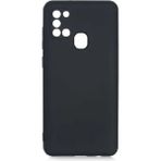 Samsung Galaxy A21S Kılıf Kadife Lansman Soft Yumuşak Liquid Silikon Kamera Korumalı Mara - Siyah