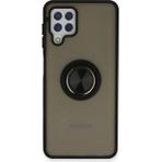 Samsung Galaxy A22 Kılıf Montreal Yüzüklü Silikon Kapak - Siyah - 1 - Renkli