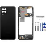 Samsung Galaxy A22 - Sm-A225f 4G Full Kasa Arka Kapak Takim Sıyah - Tamır Setı