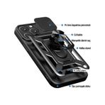 Samsung Galaxy A25 5g Kılıf Kamera Koruma Sürgülü Şık Pars Tank Sert Silikon Kapak Siyah