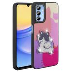 Samsung Galaxy A25 İle Uyumlu Kılıf Parlayan Kabartmalı İkonik Figürlü Amas Silikon Kapak 31206 Mor