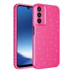 Samsung Galaxy A25 ile uyumlu Kılıf Simli Silikon Lüks Kapak Pembe Koyu