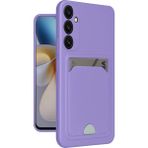 Samsung Galaxy A26 Uyumlu Arka Kamera Korumalı Kart Koyulabilen Silikon Kartlıklı Kılıf Kapak - Lila