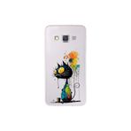 Samsung Galaxy A3 ile Uyumlu Splash Kedi Tasarımlı Slimfit Şeffaf Silikon Kılıf
